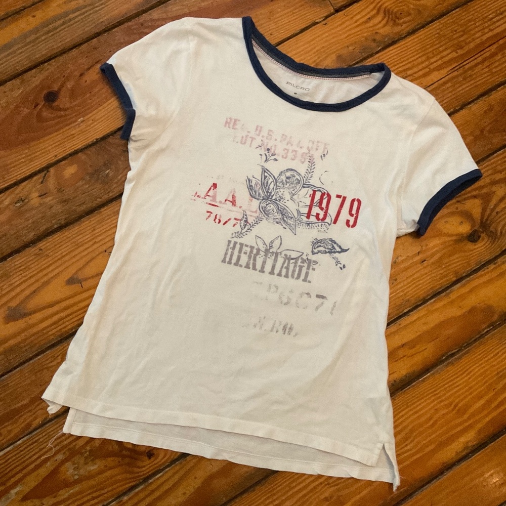Anthropologie Ringer Tee Red+White+Blue